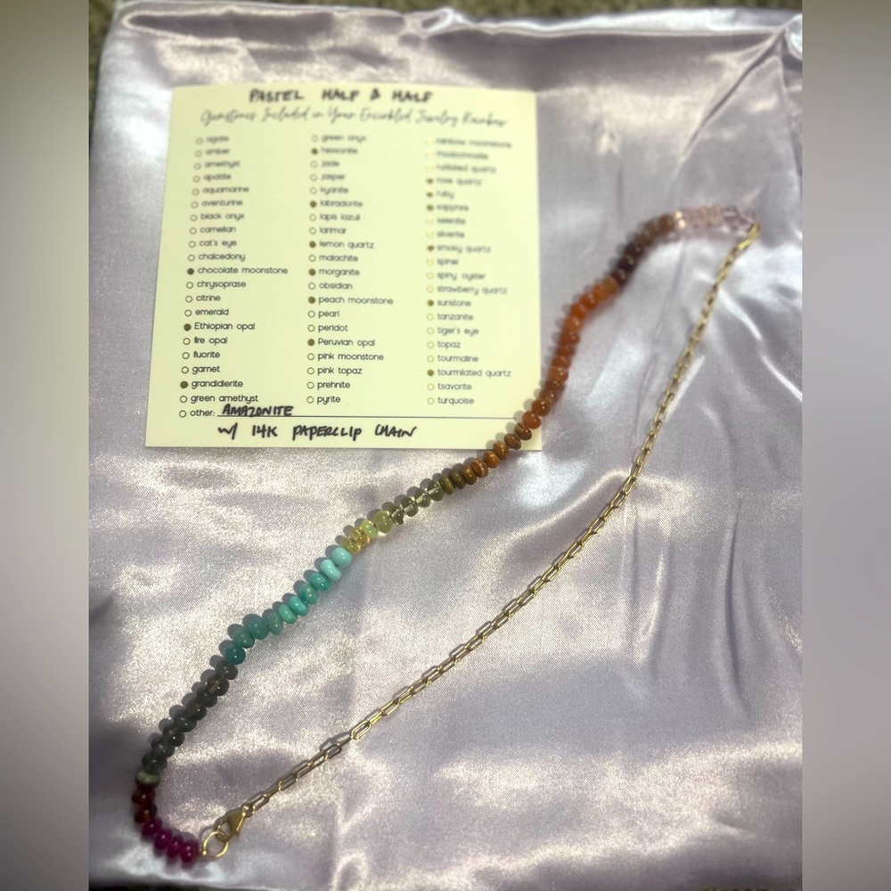 Gemstone and 14k solid gold necklace